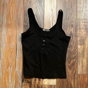 Elegant Black Buttoned Women's Tank Top